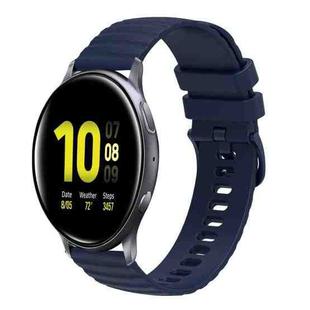 For Samsung Galaxy Watch Active2 40mm/44mm 20mm Wavy Dotted Solid-Color Silicone Watch Band(Navy Blue)