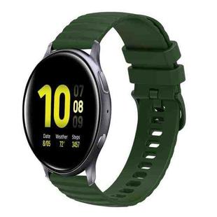 For Samsung Galaxy Watch Active2 40mm/44mm 20mm Wavy Dotted Solid-Color Silicone Watch Band(Army Green)