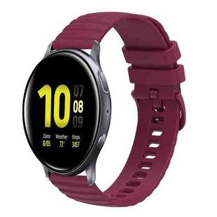 For Samsung Galaxy Watch Active2 40mm/44mm 20mm Wavy Dotted Solid-Color Silicone Watch Band(Wine Red)