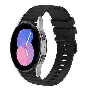 For Samsung Galaxy Watch 42mm 20mm Wavy Dotted Solid-Color Silicone Watch Band(Black)