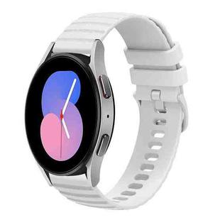 For Samsung Galaxy Watch 42mm 20mm Wavy Dotted Solid-Color Silicone Watch Band(White)