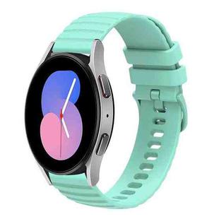 For Samsung Galaxy Watch 42mm 20mm Wavy Dotted Solid-Color Silicone Watch Band(Teal Green)