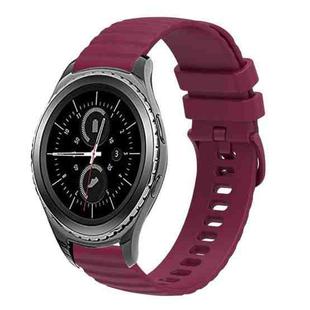 For Samsung Galaxy Gear S2 Classic 20mm Wavy Dotted Solid-Color Silicone Watch Band(Wine Red)