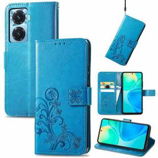 For vivo Y77 (China) Four-leaf Clasp Embossed Buckle Leather Phone Case(Blue)