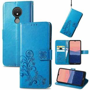 For Nokia C21 Four-leaf Clasp Embossed Buckle Leather Phone Case(Blue)