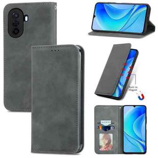 For Huawei Enjoy 50 Retro Skin Feel Magnetic Leather Phone Case(Gray)