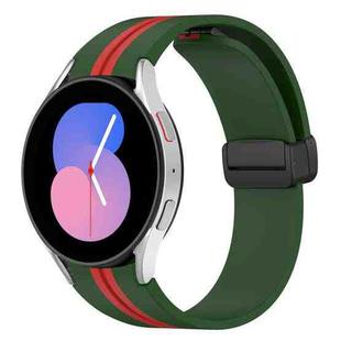 For Samsung Galaxy Watch 5 44mm Folding Magnetic Clasp Silicone Watch Band(Amy Green+Red)