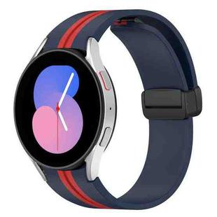 For Samsung Galaxy Watch 5 44mm Folding Magnetic Clasp Silicone Watch Band(Midnight Blue+Red)