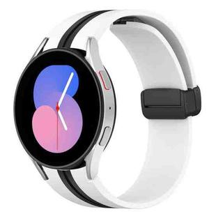 For Samsung Galaxy Watch 5 40mm Folding Magnetic Clasp Silicone Watch Band(White+Black)