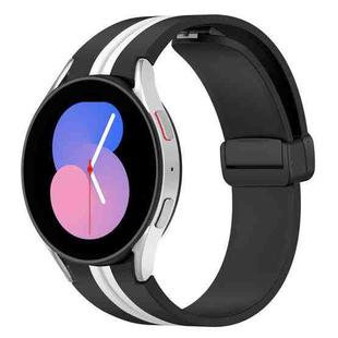 For Samsung Galaxy Watch 5 40mm Folding Magnetic Clasp Silicone Watch Band(Black+White)