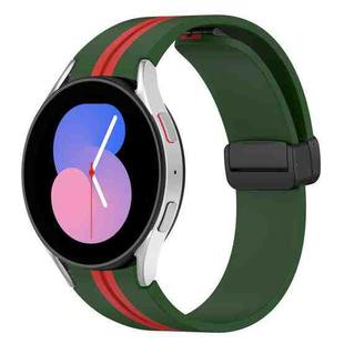 For Samsung Galaxy Watch 5 40mm Folding Magnetic Clasp Silicone Watch Band(Amy Green+Red)
