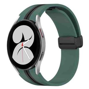 For Samsung Galaxy Watch 4 40mm Folding Magnetic Clasp Silicone Watch Band(Olive Green+Black)