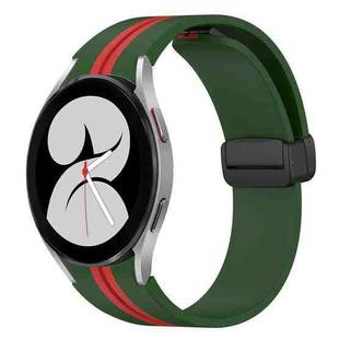 For Samsung Galaxy Watch 4 40mm Folding Magnetic Clasp Silicone Watch Band(Amy Green+Red)