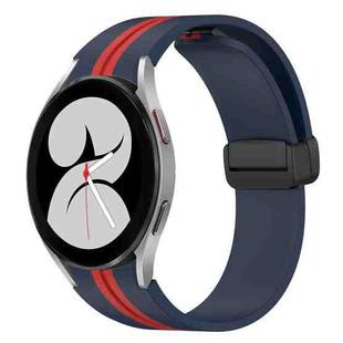 For Samsung Galaxy Watch 4 40mm Folding Magnetic Clasp Silicone Watch Band(Midnight Blue+Red)