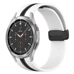 For Samsung Galaxy Watch 4 Classic 46mm Folding Magnetic Clasp Silicone Watch Band(White+Black)
