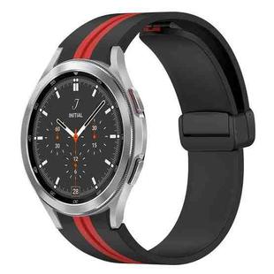For Samsung Galaxy Watch 4 Classic 46mm Folding Magnetic Clasp Silicone Watch Band(Black+Red)