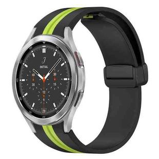 For Samsung Galaxy Watch 4 Classic 46mm Folding Magnetic Clasp Silicone Watch Band(Black+Lime Green)