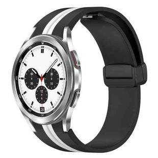 For Samsung Galaxy Watch 4 Classic 42mm Folding Magnetic Clasp Silicone Watch Band(Black+White)