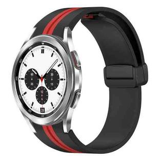 For Samsung Galaxy Watch 4 Classic 42mm Folding Magnetic Clasp Silicone Watch Band(Black+Red)