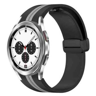 For Samsung Galaxy Watch 4 Classic 42mm Folding Magnetic Clasp Silicone Watch Band(Black+Grey)