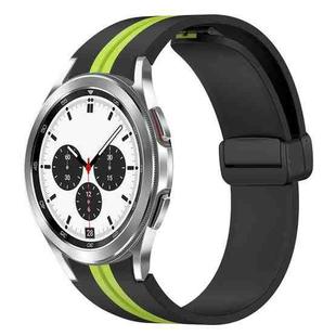 For Samsung Galaxy Watch 4 Classic 42mm Folding Magnetic Clasp Silicone Watch Band(Black+Lime Green)