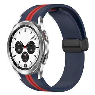 For Samsung Galaxy Watch 4 Classic 42mm Folding Magnetic Clasp Silicone Watch Band(Midnight Blue+Red)