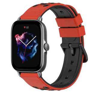 For Amazfit GTS 3 20mm Two-Color Porous Silicone Watch Band(Red+Black)