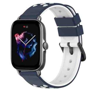 For Amazfit GTS 3 20mm Two-Color Porous Silicone Watch Band(Midnight Blue + White)