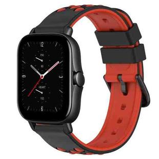 For Amazfit GTS 2E 20mm Two-Color Porous Silicone Watch Band(Black+Red)