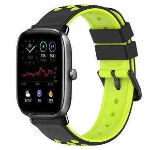 For Amazfit GTS 2 Mini 20mm Two-Color Porous Silicone Watch Band(Black+Lime Green)