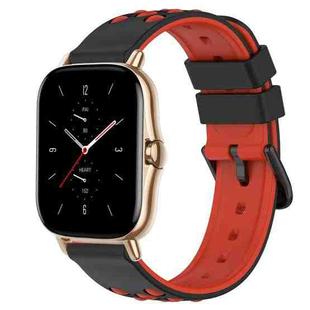 For Amazfit GTS 2 20mm Two-Color Porous Silicone Watch Band(Black+Red)