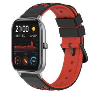 For Amazfit GTS 20mm Two-Color Porous Silicone Watch Band(Black+Red)