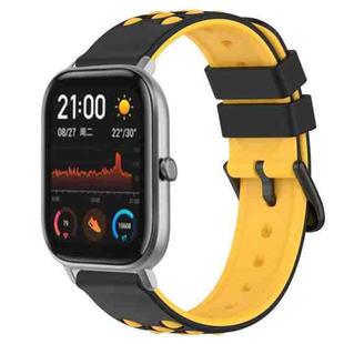 For Amazfit GTS 20mm Two-Color Porous Silicone Watch Band(Black+Yellow)