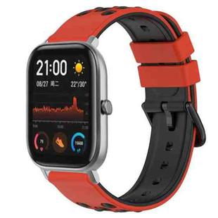 For Amazfit GTS 20mm Two-Color Porous Silicone Watch Band(Red+Black)