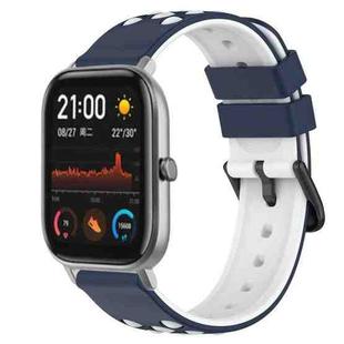 For Amazfit GTS 20mm Two-Color Porous Silicone Watch Band(Midnight Blue + White)