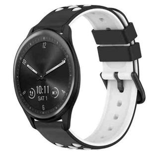 For Garmin Vivomove Sport 20mm Two-Color Porous Silicone Watch Band(Black+White)