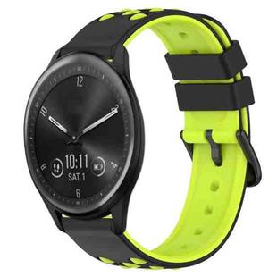 For Garmin Vivomove Sport 20mm Two-Color Porous Silicone Watch Band(Black+Lime Green)