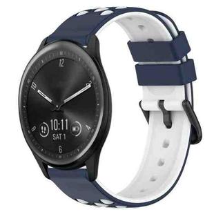 For Garmin Vivomove Sport 20mm Two-Color Porous Silicone Watch Band(Midnight Blue + White)