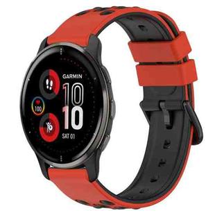 For Garmin Venu 2 Plus 20mm Two-Color Porous Silicone Watch Band(Red+Black)