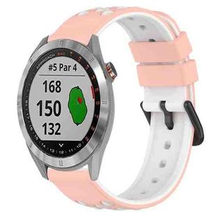 For Garmin Approach S40 20mm Two-Color Porous Silicone Watch Band(Pink+White)