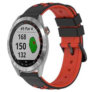 For Garmin Approach S40 20mm Two-Color Porous Silicone Watch Band(Black+Red)