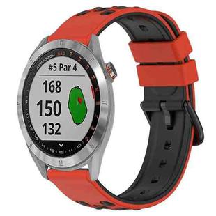 For Garmin Approach S40 20mm Two-Color Porous Silicone Watch Band(Red+Black)