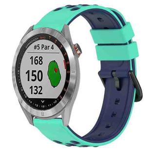 For Garmin Approach S40 20mm Two-Color Porous Silicone Watch Band(Lime Green+Blue)