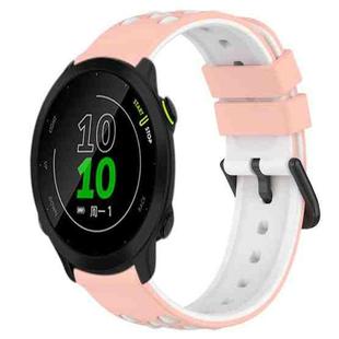 For Garmin Forerunner 158 20mm Two-Color Porous Silicone Watch Band(Pink+White)