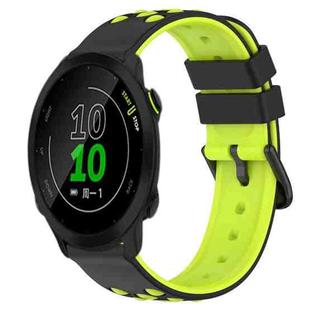For Garmin Forerunner 158 20mm Two-Color Porous Silicone Watch Band(Black+Lime Green)