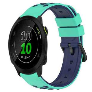 For Garmin Forerunner 158 20mm Two-Color Porous Silicone Watch Band(Lime Green+Blue)