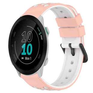 For Garmin Forerunner 55 20mm Two-Color Porous Silicone Watch Band(Pink+White)