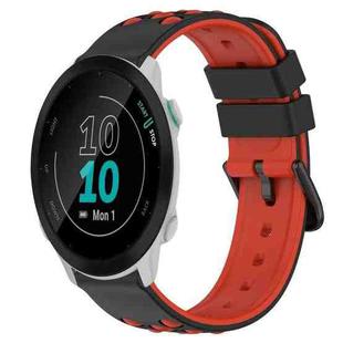 For Garmin Forerunner 55 20mm Two-Color Porous Silicone Watch Band(Black+Red)