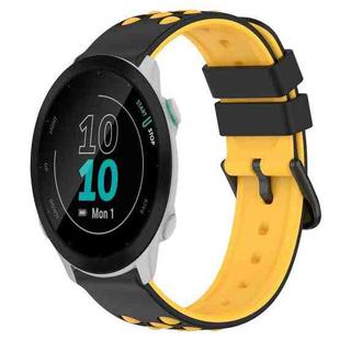 For Garmin Forerunner 55 20mm Two-Color Porous Silicone Watch Band(Black+Yellow)