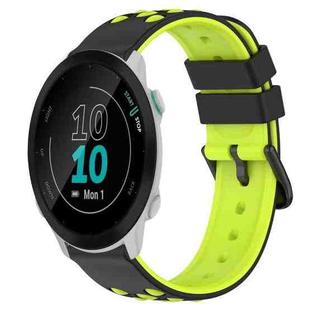 For Garmin Forerunner 55 20mm Two-Color Porous Silicone Watch Band(Black+Lime Green)